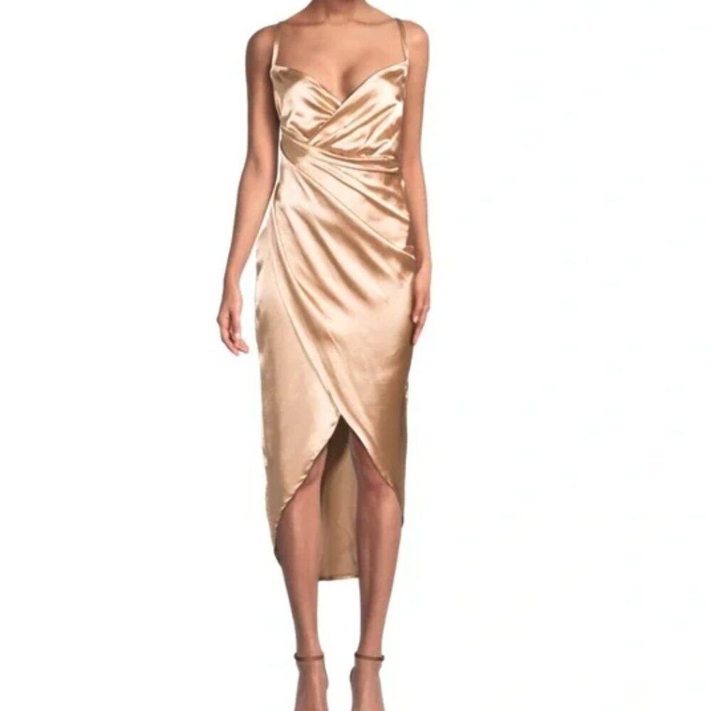 RACHEL Rachel Roy Bree Satin Rushed Wrap Dress